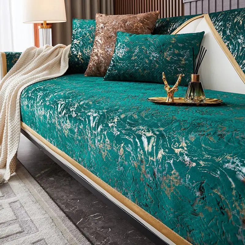 Dutch Velvet Gilding Technology Sofa Cover Sofa Cushion Four Season Sofa Towel Anti Slip Light Luxury Leather Sofa Blanket