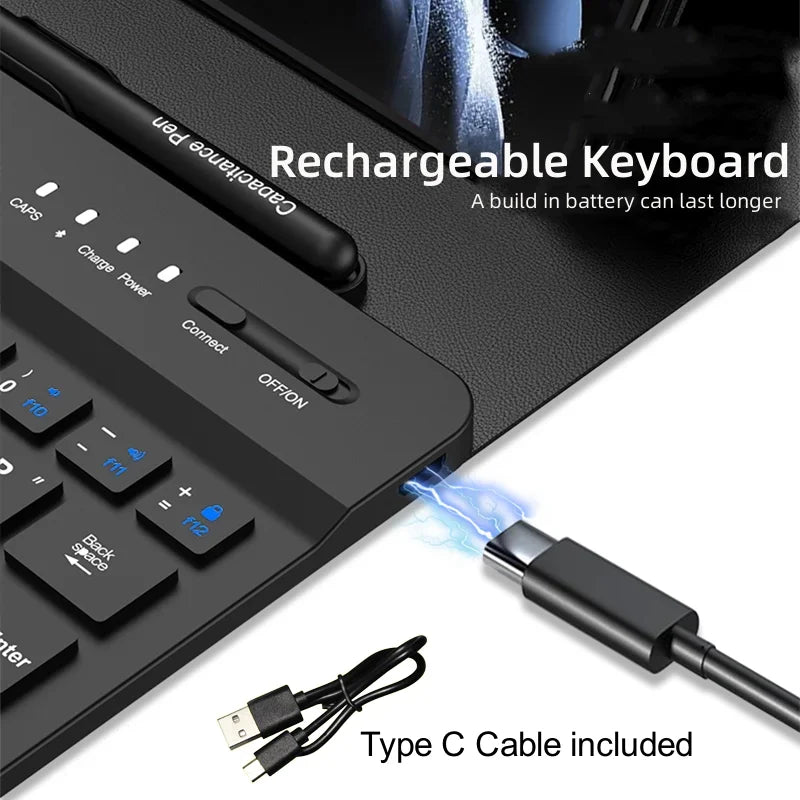 Wireless Keyboard and Mouse Case For Samsung Galaxy Z Fold 6 5 4 3 Magnetic Folding Flip Leather Keyboard Cover With Pen