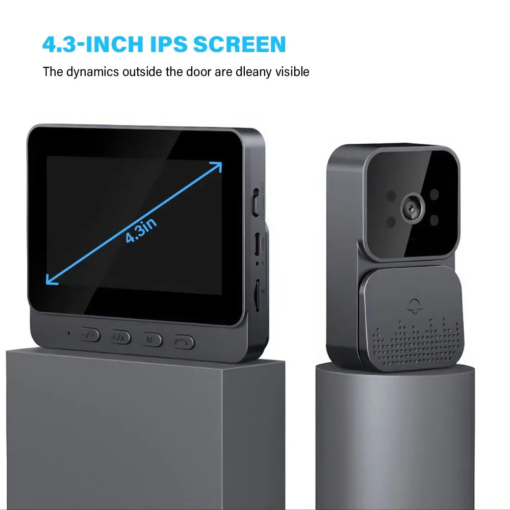 Smart 4.3 Inch IPS Screen Wireless WIFI Video Two-way Intercom 2.4G Video Doorbell Infrared night vision Home Security
