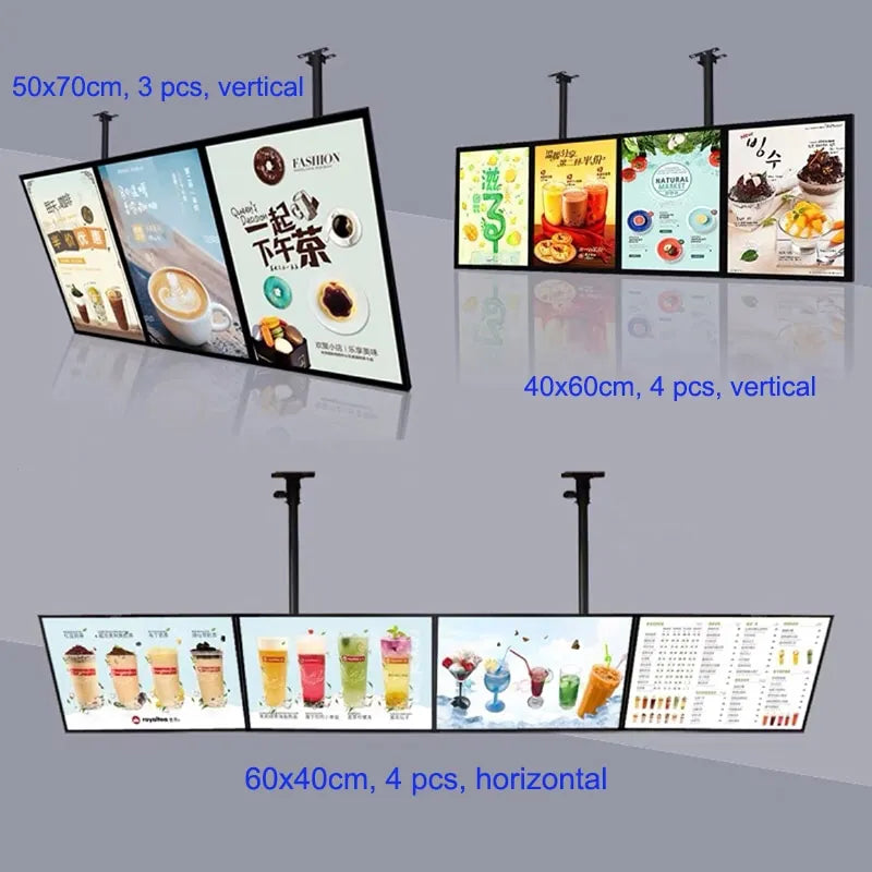 Ultra Thin LED TV Light Box Menu Board Led Light Box Menu Board Hanging for Restaurant Menu Board Display Led Illuminated Poster