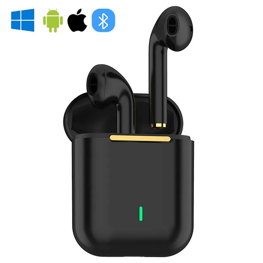 Kufje J18 Kufje me valë Bluetooth 5.0 Lojë e vërtetë stereo sportive TWS Earbuds në vesh me prekje mikrofon Operoni Android IOS 