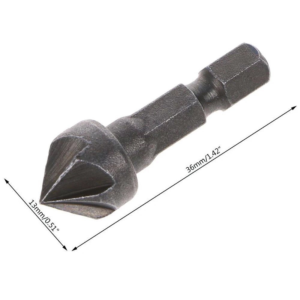 6 Flute Countersink Drill Bit 90 Degree Point Angle Chamfer Cutting Woodworking Tool