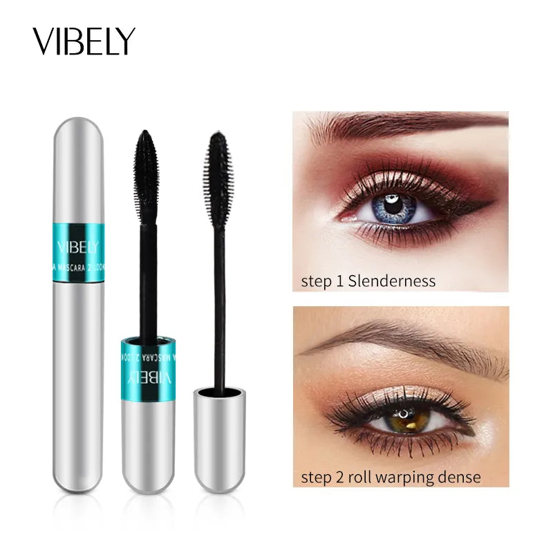 Rimel VIBELY 4D Silk Fiber Eyelash Mascara Waterproof Long-Lasting Extra Volume Lengthening Lash Eyelash Black Mascara Make-up