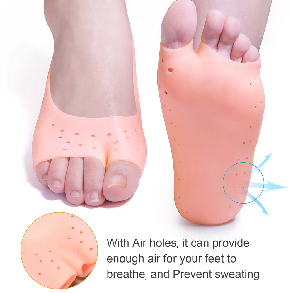 Soft Silicone Moisturizing Gel Open Toe Socks For Foot Care Protector Relieve Dry Cracked Peeling Heels Shoes Insole Pedicure