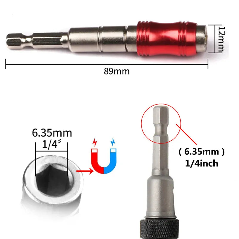 1/4 "Hex magnetni obroč zavijač bit Drill Ročna orodja podaljšanje palice Hitro spremeniti držalnik pogon vodič Vrtalni nasveti