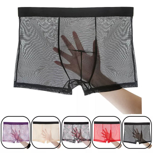 Mens Underwear Mens Ultra-thin Transparent Boxershorts Male Mesh Slips Homme Panties Boxer Shorts Comfortable Men's Underpants