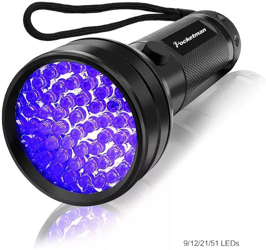 Drita UV e zezë me cilësi të lartë 51LED 21LED 12LED Drita UV 395-400nm Elektrik dore UV LED elektrik dore siguria e llambës së dritës UV Zbulim UV