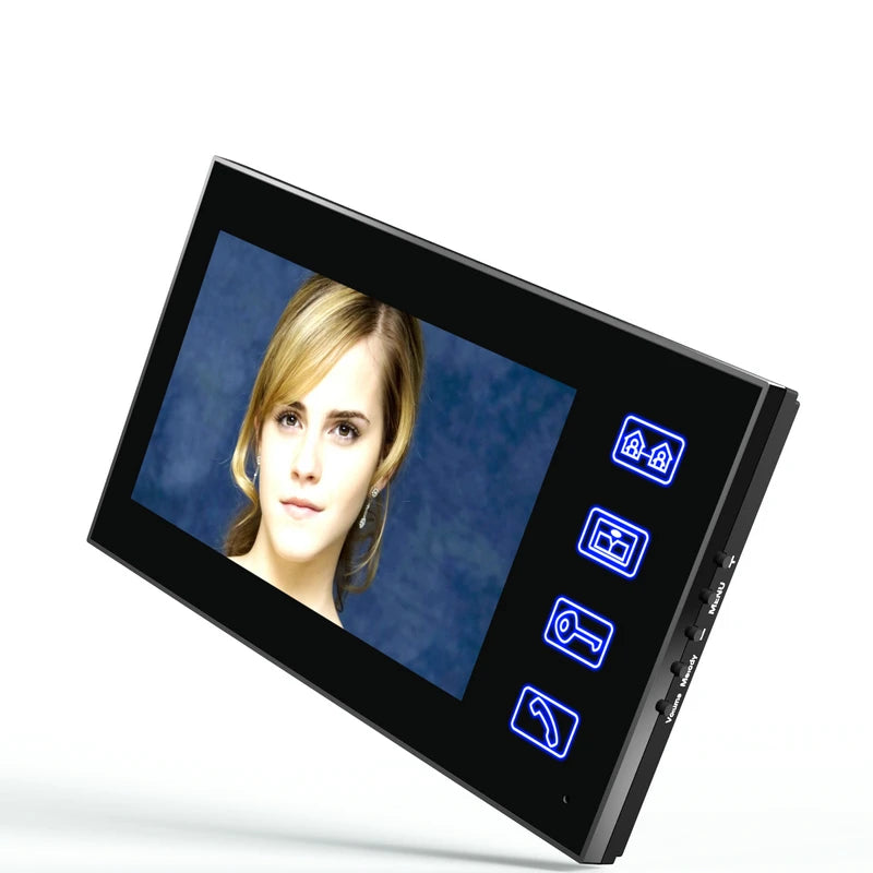 Free Shipping!Ennio Touch Key 7" Lcd Fingerprint Video Door Phone Intercom System Wth  1 Camera + 1 Monitor