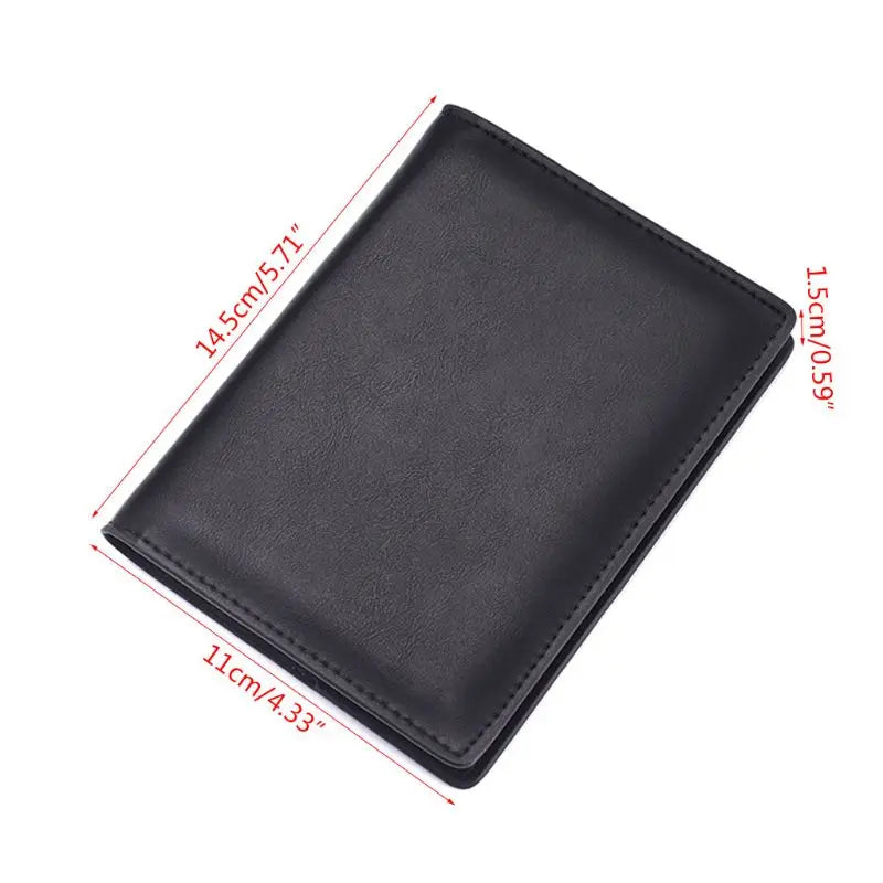 THINKTHENDO Retro Genuine Leather Cowhide Travel Passport ID Card Cover Holder Case Protector Organizer Wallet Black Color