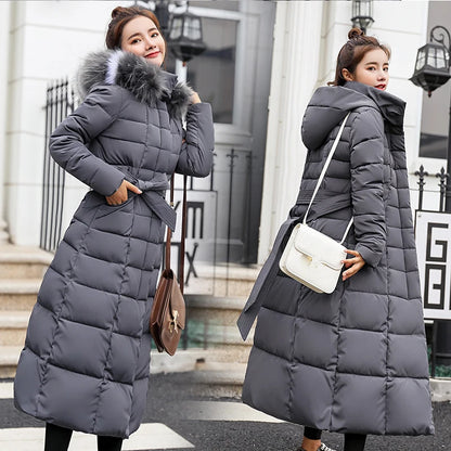 long Parkas korean style fashion quilted jacket women winter outfits 2023 Thicken Warm Long Coat Clothing Hooded Autumn Clothes