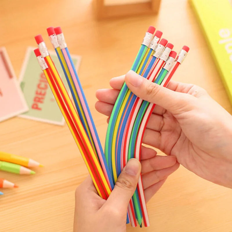 10 Pieces Cute Candy Color Soft Flexible Standard Pencils Stationery