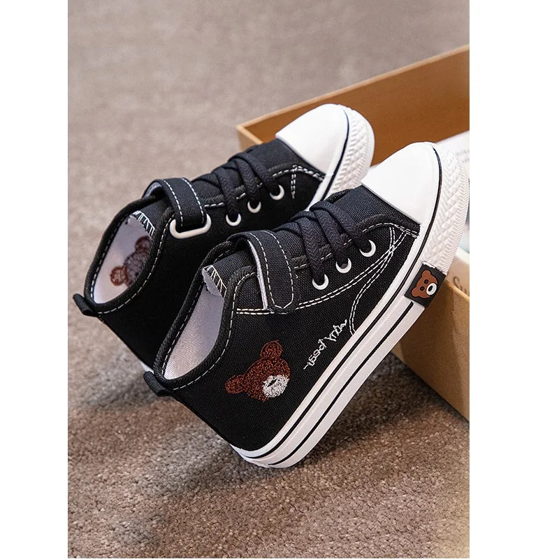 Children Girls Boys High-top Canvas Shoes Kids Boys Girls Breathable Casual Shoes Children Students Soft Bottom Shoes