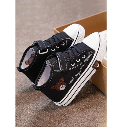 Children Girls Boys High-top Canvas Shoes Kids Boys Girls Breathable Casual Shoes Children Students Soft Bottom Shoes