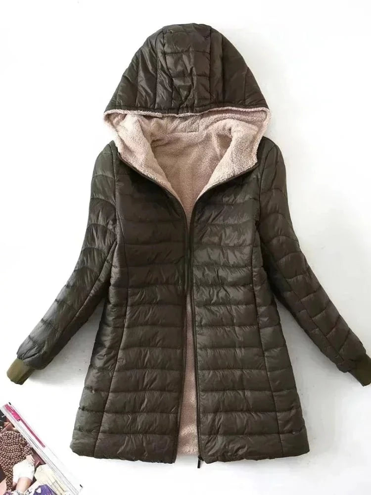 Edition Hooded Fit Plus Fleece Cotton Coat Warm Lamb Fleece Parkas Winter Jackets