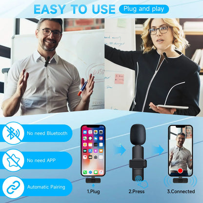 Wireless Lavalier Microphone Portable Audio Video Recording Mini Mic  with quality materisls and smart chips