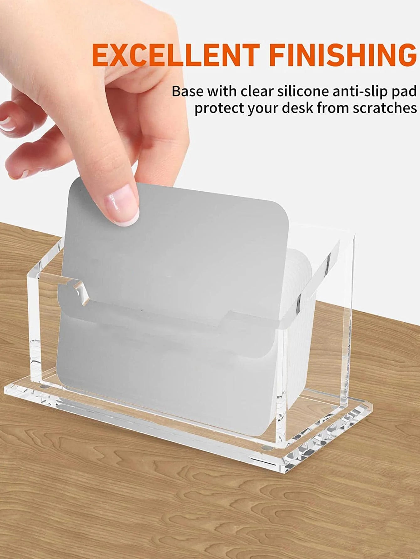 6pcs Acrylic Business Card Holder for Desk, Clear Plastic Business Cards Display Holders Stand, Fits 30-50 Business Cards.