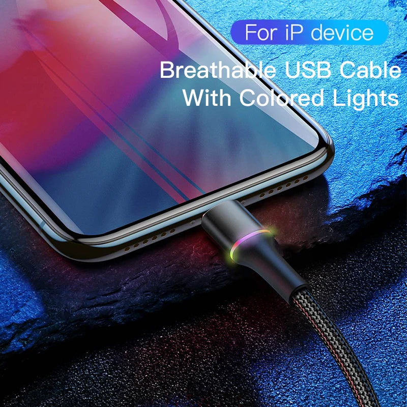 Baseus USB Cable For iPhone 12 11 13 Pro XS Max Xr X 8 7 6 LED Lighting Fast Charge Charger Date Phone Cable For iPad Wire Cord