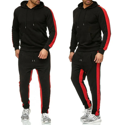 Men's 2 Piece Tracksuit Color Block Sweatsuit Stripes Casual Winter Long Sleeve Warm Moisture Wicking Breathable Sportswear Suit