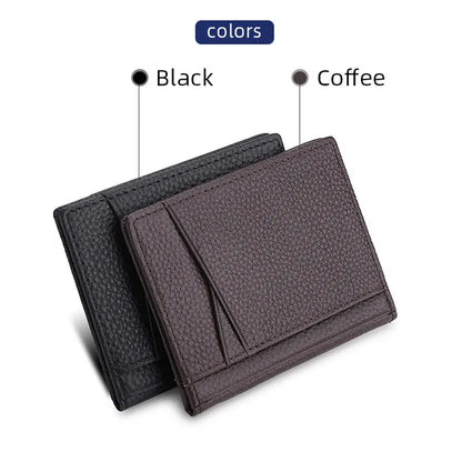 YUECIMIE Super Slim Soft Wallet 100% Genuine Leather Mini Credit Card Holder Wallets Purse Thin Small Card Holders Men Wallet