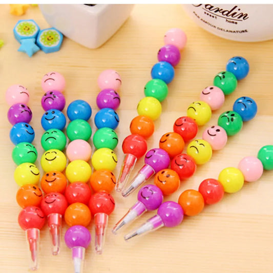 Lollipop Building Block Pencil Painting Cartoon Crayon Cute Smiley Graffiti Colors Pencils Non Sharpening Pencil School Supplies