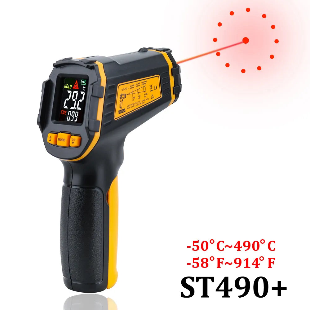 Digital Infrared Thermometer Laser Temperature Meter Non-contact Pyrometer Imager Hygrometer IR Termometro Color LCD Light Alarm