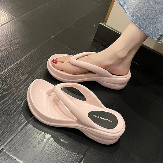 Dikke Zool Wiggen Slippers Voor Vrouwen 2023 Zomer Clip Platform Sandalen Vrouw Antislip Strand Slippers Meisjes Outdoor slides