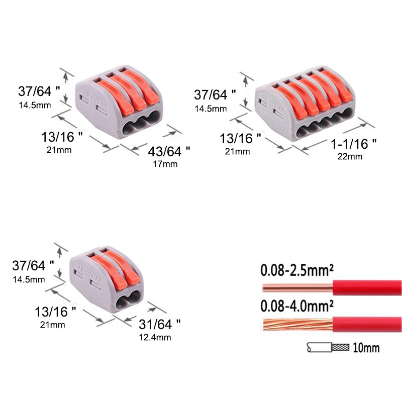 10/60 pcs Wire Connector 2 3 5 Pin Electric Cable Led Strip Connectors Mini Cage Spring Universal Compact Quick Wiring Conductor