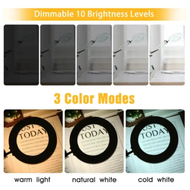 72LED 8X/10X NEW Illuminated Magnifier USB 3 Colors LED Magnifying Glass for Soldering Iron Repair/Table Lamp/Skincare Beauty