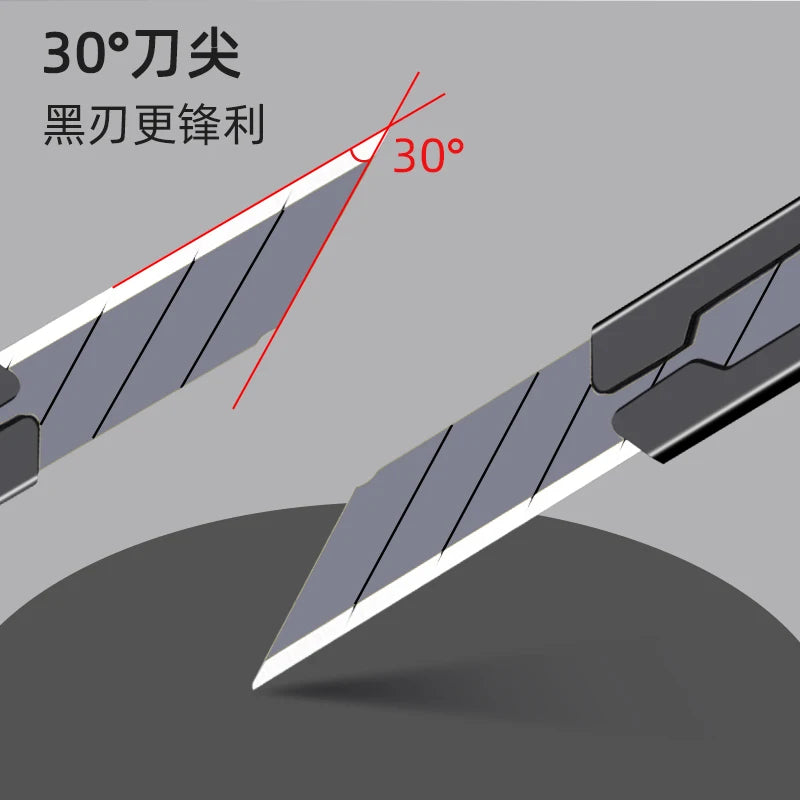 Deli Intrekbare Box Cutter 9mm 30 Graden Blade Utility Mes Koolstofstaal Zelfsluitende Ontwerp Snijgereedschappen Behang Karton