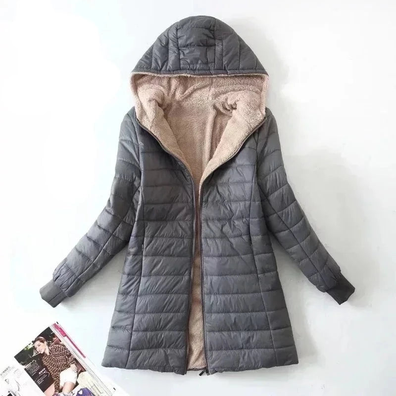 Edition Hooded Fit Plus Fleece Cotton Coat Warm Lamb Fleece Parkas Winter Jackets