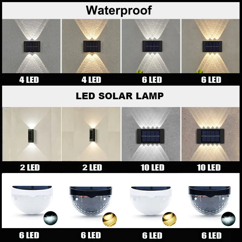 Solar Wall Lamp 4 Leds 2/6/10 Leds Solar Lights Outdoor Waterproof Sunlight Lamp For Garden Street Landscape Balcony Decor