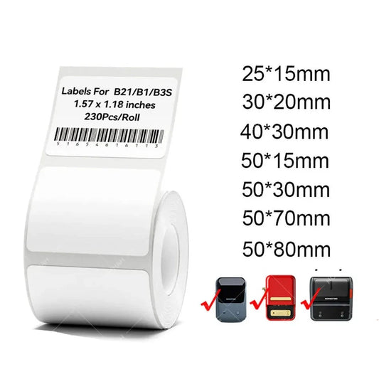 Niimbot B21/B1/B3S Thermal Label Sticker Paper Printable White 20-50mm Width Clothing Tag Commodity Price Food Self-Adhesive
