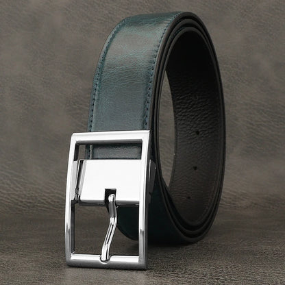 Green men designer belts high quality pin buckle genuine leather casual younth luxury famous brand cowboy cowhide Waistband