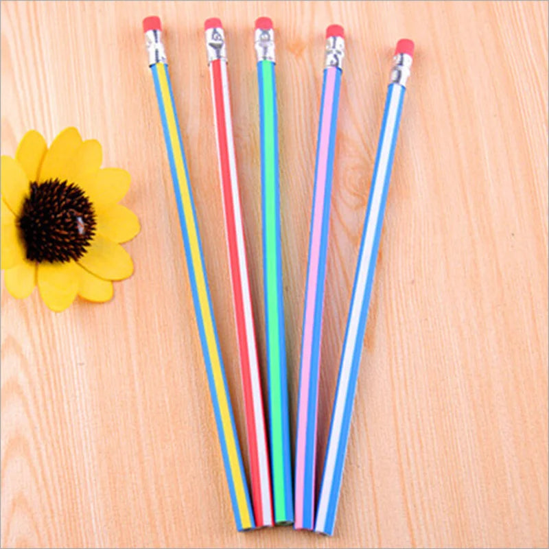 10 Pieces Cute Candy Color Soft Flexible Standard Pencils Stationery