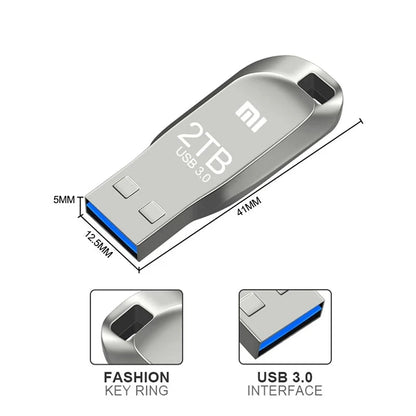 Original Xiaomi Pen Drive 2 TB USB 3.0 Flash Metal Drive 1TB Large Capacity High-Speed Transfer Storage Waterproof Memory U Disk