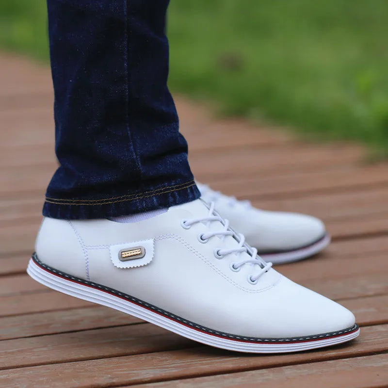 Men's PU Leather Business Casual Shoes for Man Outdoor Breathable Sneakers Male Fashion Loafers Walking Footwear Tenis Feminino