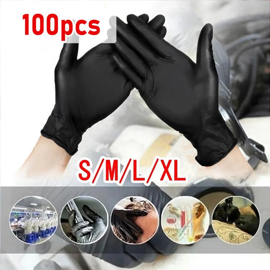 100pcs Black Nitrile Gloves 7mil Kitchen Disposable Synthetic Latex Gloves For Household Kitchen Cleaning Gloves Powder free