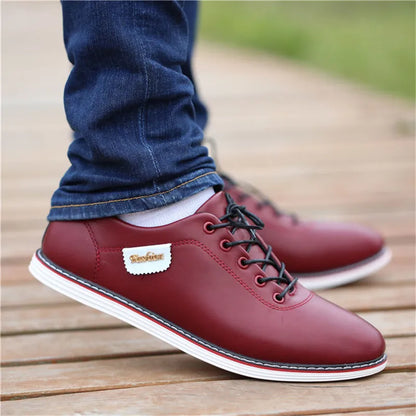 Men's PU Leather Business Casual Shoes for Man Outdoor Breathable Sneakers Male Fashion Loafers Walking Footwear Tenis Feminino