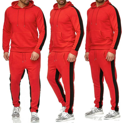 Men's 2 Piece Tracksuit Color Block Sweatsuit Stripes Casual Winter Long Sleeve Warm Moisture Wicking Breathable Sportswear Suit