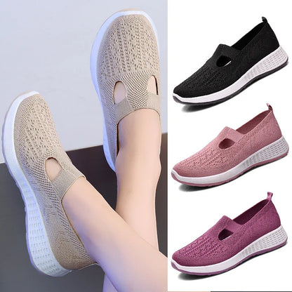 Summer Sneakers Women Casual Shoes Mesh Soft Loafers Bottom Walking Shoes Mom Light Comfortable Footwear Flat Women Shoes