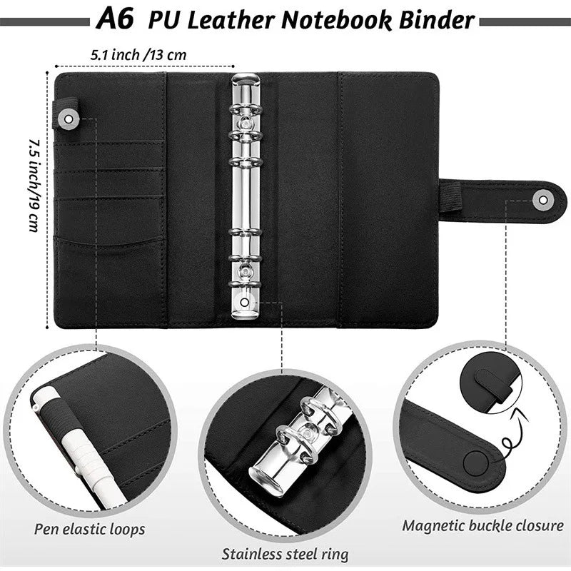 Leather Budget Binder With Cash Envelopes Pockets Zip Small French Budget Pouch Binder For Saving Money A6  Planner Organizer