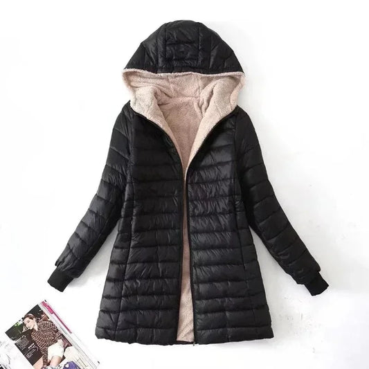 Edition Hooded Fit Plus Fleece Cotton Coat Warm Lamb Fleece Parkas Winter Jackets