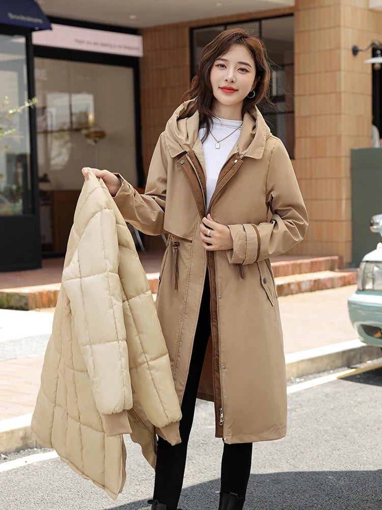 New -30 Degrees Cotton Padded Fur Hooded Long Parkas Down Winter Jacket Women Thick Warm Coat Female Outerwear