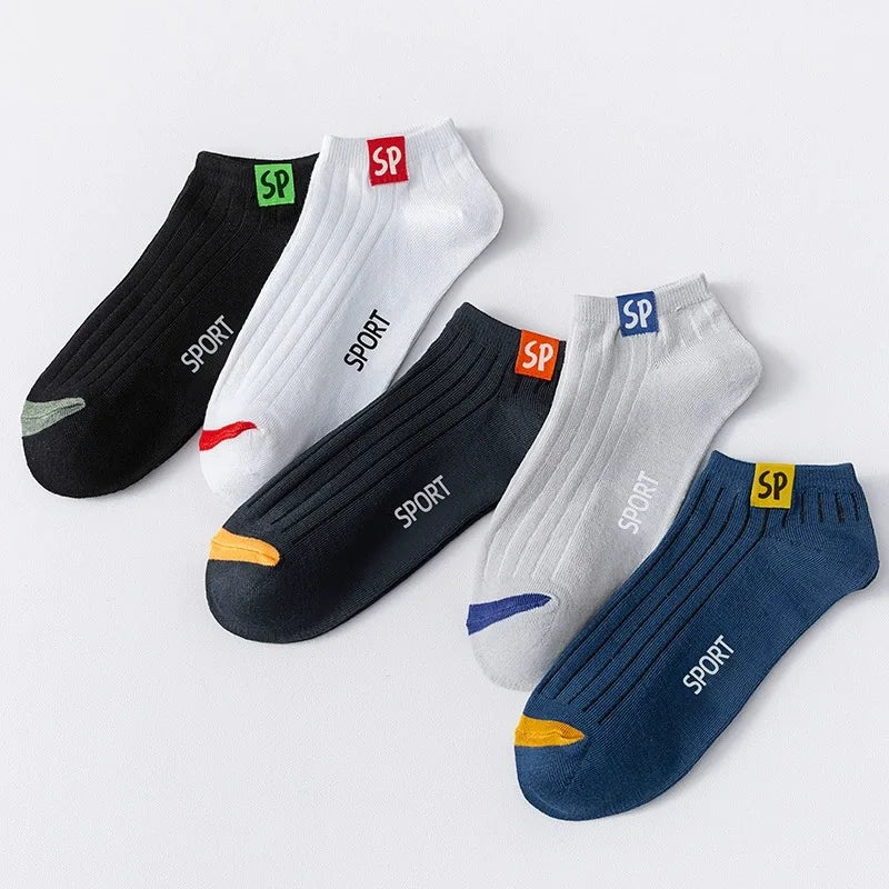 10 Pairs Thin Boat Socks Summer Blending Plain Color Mens Casual Breathable Sweat Absorbing