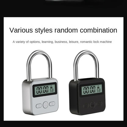 Smart Time Lock LCD Display Time Lock Multifunction Travel Electronic Timer, Waterproof USB Rechargeable Temporary Timer Padlock