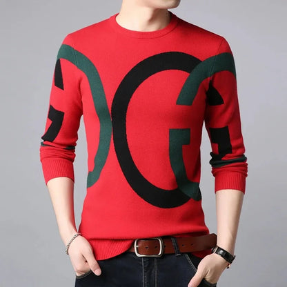 Fashion Korean Style Sweater New Arrival Autumn Winter Slim Male Knitted Pullover Sweater Teenage Boy Men's Sweater With Letters