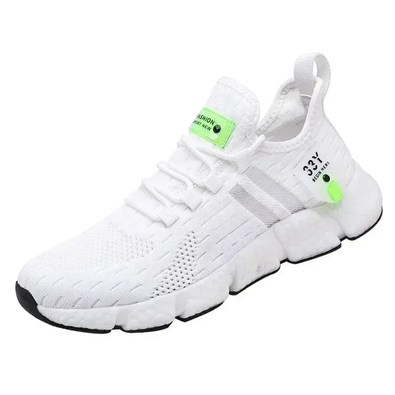 Men Shoes 3 Stripes High Quality Sneakers Popcorn Sole Fly Weave Breathable Running Tennis Shoes Comfortable Walking Shoes Women