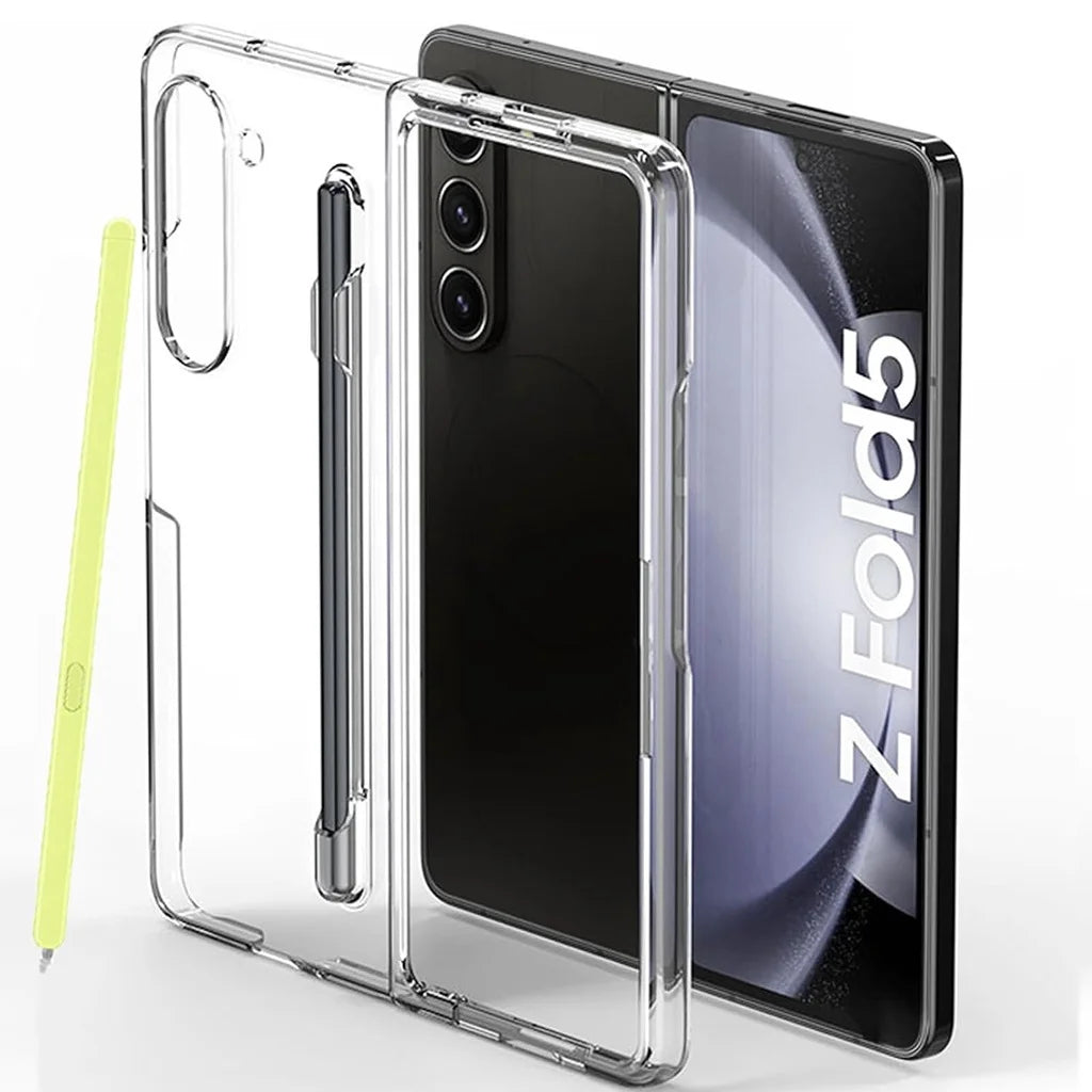 Case with S Pen Holder for Samsung Galaxy Z Fold 5 Anti-Yellowing Slim Thin Crystal Transparent Protective Cover