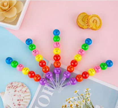 Lollipop Building Block Pencil Painting Cartoon Crayon Cute Smiley Graffiti Colors Pencils Non Sharpening Pencil School Supplies