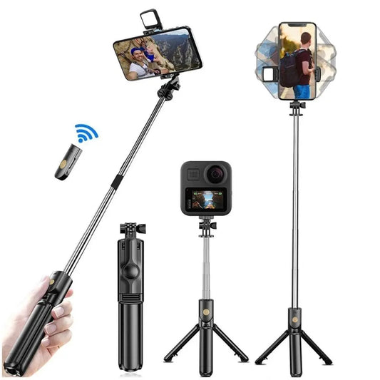 Draadloze Selfie Stick-statief met licht Bluetooth-afstandsbediening Uitschuifbaar statief voor iPhone Mobiele telefoon Tiktok Live streaming